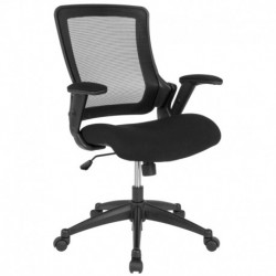 MFO Mid-Back Black Mesh Executive Swivel Office Chair with Molded Foam Seat and Adjustable Arms