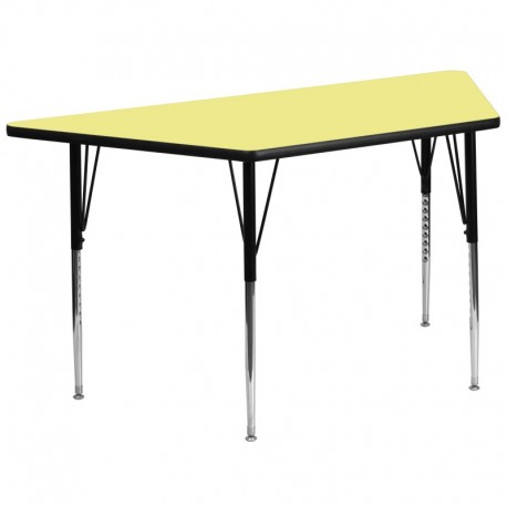 MFO 29.5''W x 57.25''L Trapezoid Yellow Thermal Activity Table - Standard Height Adjustable Legs