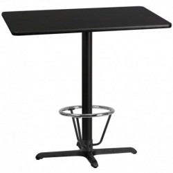 MFO 30'' x 42'' Rectangular Black Laminate Table Top + 22'' x 30'' Bar Height Table Base & Foot Ring