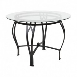 MFO Diana Collection 42'' Round Glass Dining Table with Black Metal Frame
