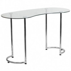 MFO Contemporary Desk with Curvaceous Clear Tempered Glass