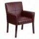 MFO Burgundy Leather Executive Side Reception Chair with Mahogany Legs