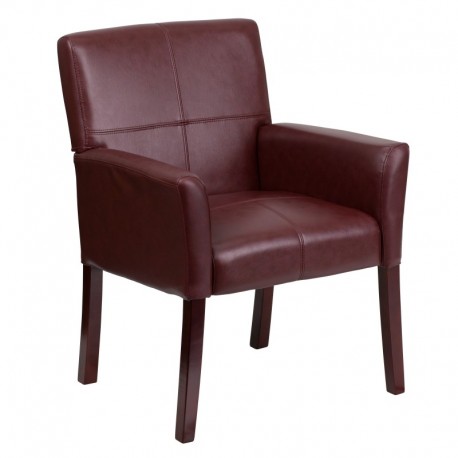 MFO Burgundy Leather Executive Side Reception Chair with Mahogany Legs