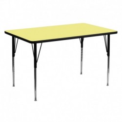 MFO 30''W x 60''L Rectangular Yellow Thermal Laminate Activity Table Standard Height Adjustable Legs