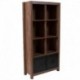 MFO 59.5"H 6 Cube Storage Organizer Bookcase, Metal Cabinet Doors in Crosscut Oak Wood Grain Finish
