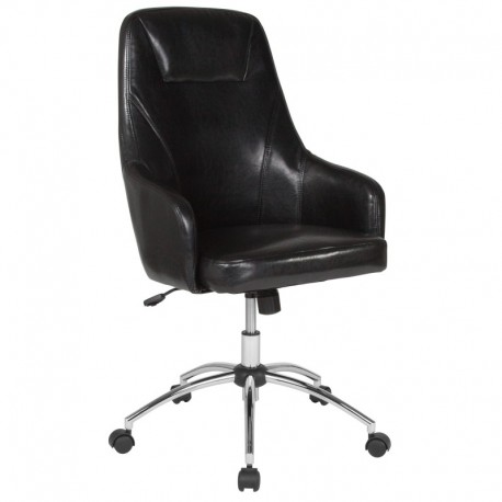 MFO Stanford Collection High Back Chair in Black Leather