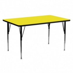 MFO 24''W x 60''L Rectangular Yellow HP Laminate Activity Table - Standard Height Adjustable Legs