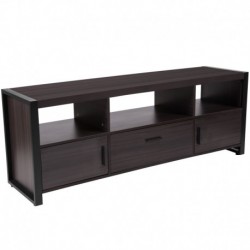 MFO Stanford Collection Charcoal Wood Grain Finish TV Stand and Media Console with Black Metal Frame