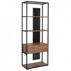 MFO Benjamin Collection 4 Shelf 65.75"H Bookcase with Drawer in Rustic Wood Grain Finish