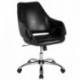 MFO Venice Collection Mid-Back Chair in Black Leather