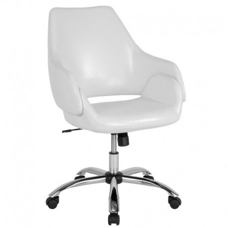 MFO Venice Collection Mid-Back Chair in White Leather