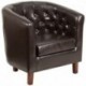 MFO Oxford Collection Brown Leather Tufted Barrel Chair
