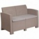 MFO Light Gray Faux Rattan Loveseat with All-Weather Light Gray Cushions