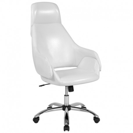 MFO Nash Collection High Back Chair in White Leather