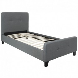 MFO Princeton Collection Twin Size Bed in Dark Gray Fabric