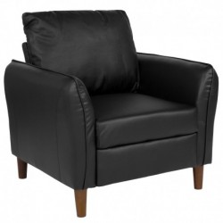 MFO Sir Collection Plush Pillow Back Arm Chair in Black Leather