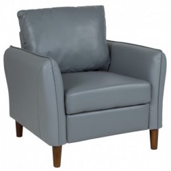 MFO Sir Collection Plush Pillow Back Arm Chair in Gray Leather