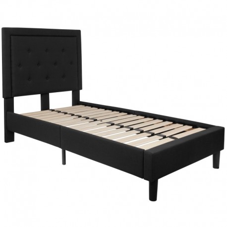 MFO Princeton Collection Twin Size Bed in Black Fabric