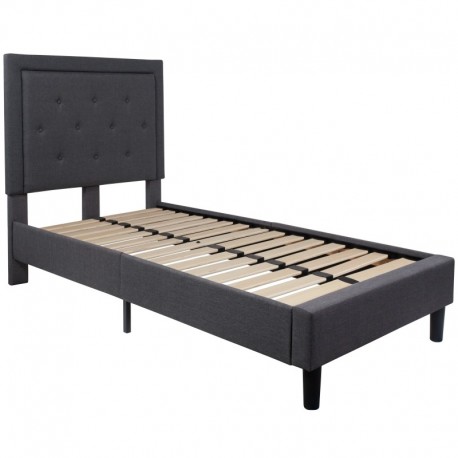 MFO Princeton Collection Twin Size Bed in Dark Gray Fabric