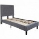 MFO Princeton Collection Twin Size Bed in Light Gray Fabric