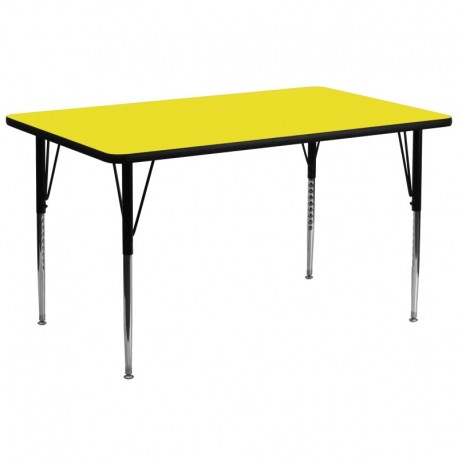 MFO 30''W x 72''L Rectangular Yellow HP Laminate Activity Table - Standard Height Adjustable Legs