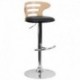 MFO Beech Bentwood Adjustable Height Bar Stool with Black Vinyl Seat and Cutout Back