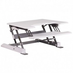 MFO 28.25''W White Sit / Stand Height Adjustable Ergonomic Desk, Height Lock Feature & Keyboard Tray
