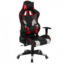 MFO Victor High Back Black, White, Gray & Red Reclining Racing/Gaming Office Chair with Lumbar Support