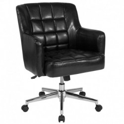 MFO Penelope Collection Mid-Back Chair in Black Leather