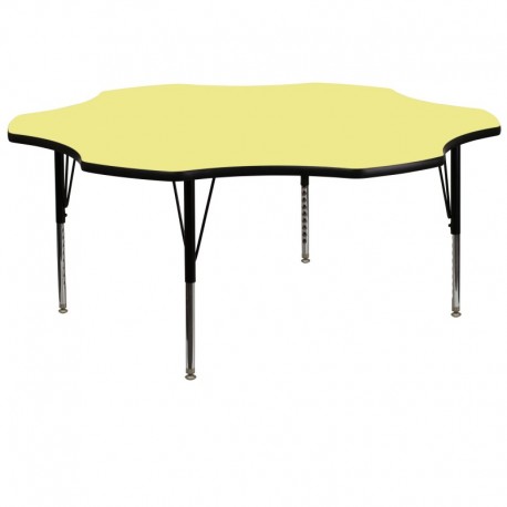 MFO 60'' Flower Yellow Thermal Laminate Activity Table - Height Adjustable Short Legs