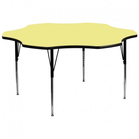 MFO 60'' Flower Yellow Thermal Laminate Activity Table - Standard Height Adjustable Legs