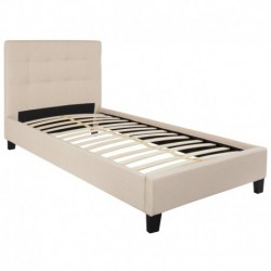 MFO Charlize Collection Twin Size Bed in Beige Fabric