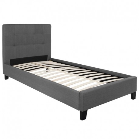 MFO Charlize Collection Twin Size Bed in Dark Gray Fabric