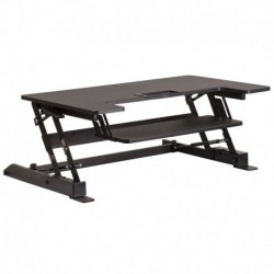 MFO 36.25''W Black Sit / Stand Height Adjustable Ergonomic Desk, Height Lock Feature & Keyboard Tray