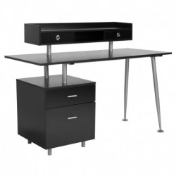 MFO Princeton Collection Desk with 2 Drawers and Top Storage Shelf in Dark Ash Finish