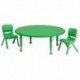 MFO 45'' Round Adjustable Green Plastic Activity Table Set with 2 School Stack Chairs