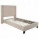 MFO Princeton Collection Twin Size Bed in Beige Fabric