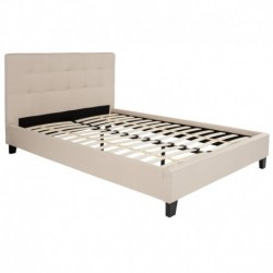MFO Charlize Collection Full Size Bed in Beige Fabric