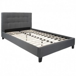MFO Charlize Collection Full Size Bed in Dark Gray Fabric
