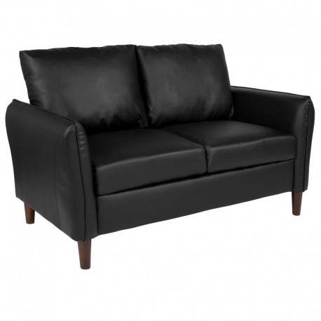 MFO Sir Collection Plush Pillow Back Loveseat in Black Leather