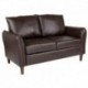 MFO Sir Collection Plush Pillow Back Loveseat in Brown Leather