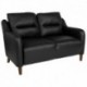 MFO Stanford Collection Bustle Back Loveseat in Black Leather