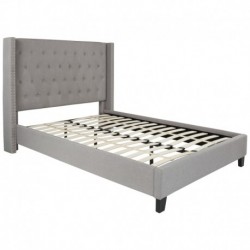 MFO Princeton Collection Full Size Bed in Light Gray Fabric