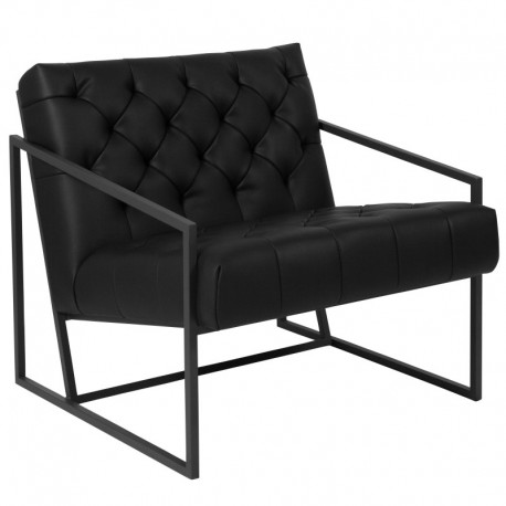 MFO Princeton Collection Black Leather Tufted Lounge Chair