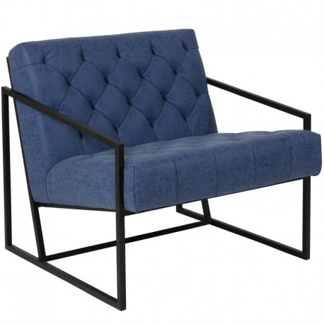 MFO Princeton Collection Retro Blue Leather Tufted Lounge Chair