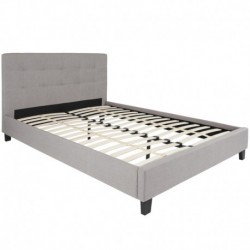 MFO Charlize Collection Queen Size Bed in Light Gray Fabric