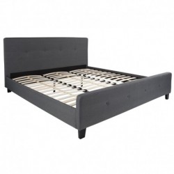 MFO Princeton Collection King Size Bed in Dark Gray Fabric