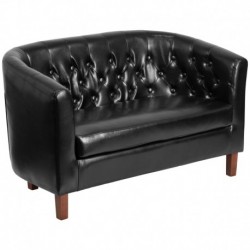 MFO Oxford Collection Black Leather Tufted Loveseat