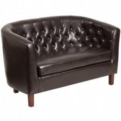 MFO Oxford Collection Brown Leather Tufted Loveseat