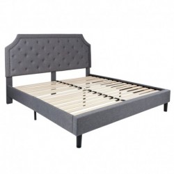 MFO Princeton Collection King Size Bed in Light Gray Fabric